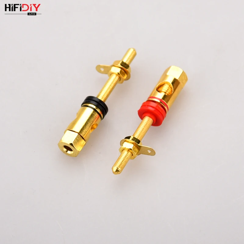 HIFIDIY LIVE 2pcs speaker DIY  lengthen terminal connector binding post HIFI amplifier Pure cupper Gold-plated Banana socket