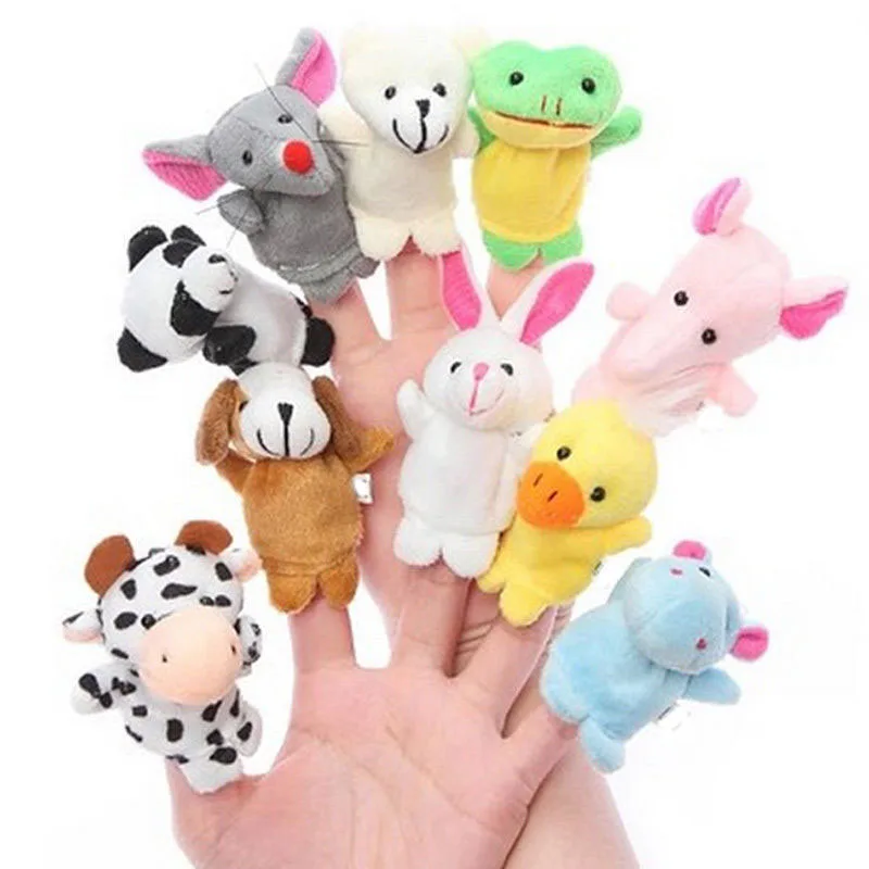 Toddler Newbron Baby Toys Finger Puppets Cloth Plush Doll Baby Educational Hand Cartoon Cute Animal Baby Boys Girls Toys 10pcs