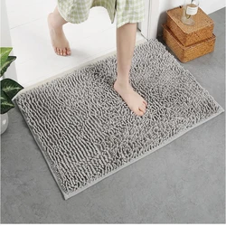 Large Size Chenille Bathroom Mat  Bath Carpest Bathtub Bed Side Feet Pad Toilet Floor Rugs Kitchen Doormat Non-slip Solid Color