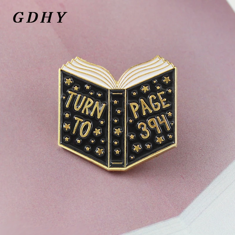 GDHY TURN TO PAGE 394 black Book Enamel pins Lapel pin Badges Brooches for men women Book lover gift Spille Broche Bijoux