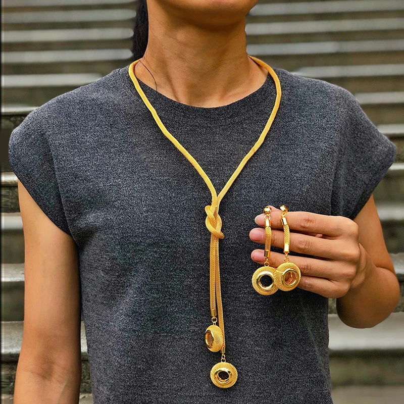 Picture 6: Dubai Gold Color Jewelry Sets For Women Big Necklace African Beads Jewelry Set Women Italian Bridal Wedding Jewelry Sets