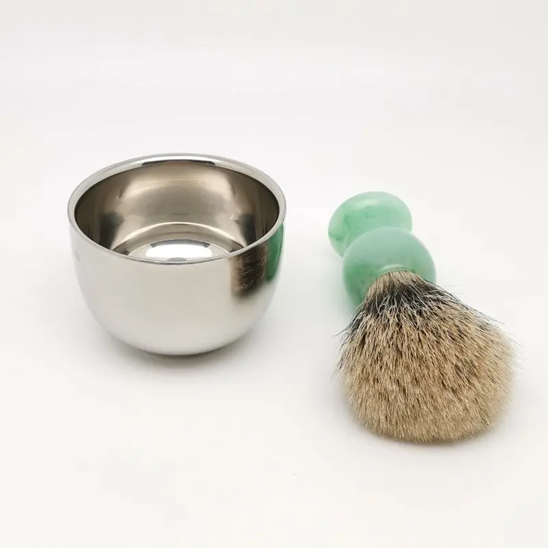 TEYO-Juego de brocha de afeitar y taza de afeitar, incluye dos bandas, Silvertip, el mejor cepillo de pelo de tejón, perfecto para hombre, crema de