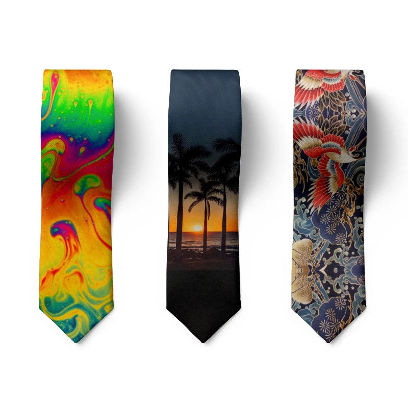 Men Fashion Tie Funny 8cm Width Beach Designer Hallowmas Character Cravate Men\'s Party Holiday Gift Casual Wedding Neckties