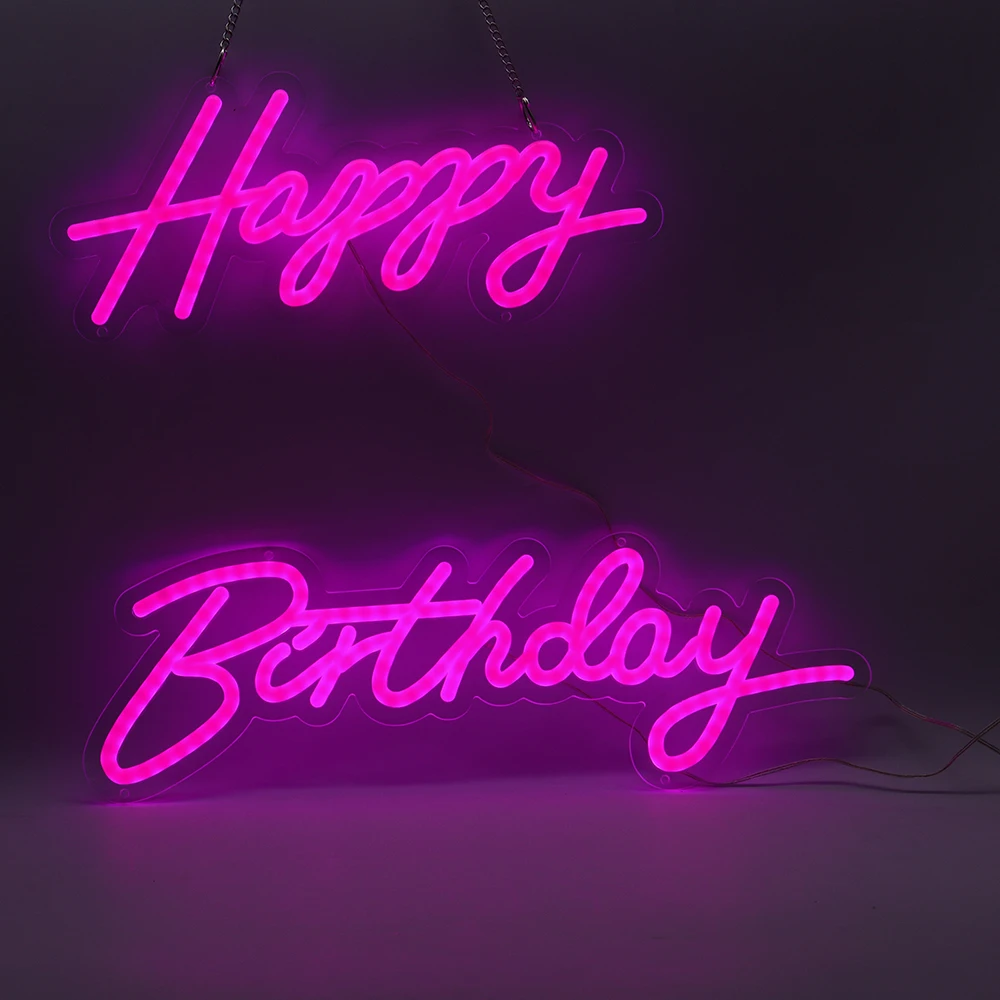 Happy Birthday Wedding Bride to Be Led Neon Signs Light for Party Indoor Outdoor Baby 1 Year Decoration