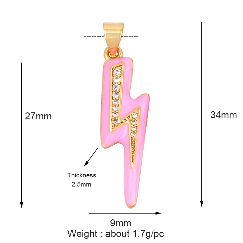 Flashing Bolt  Enamel Charm Neon Pink Orange Turquoise Red Pendant Oil Dropped,Gold Plated Colour,Necklace Bracelet Pendant M98