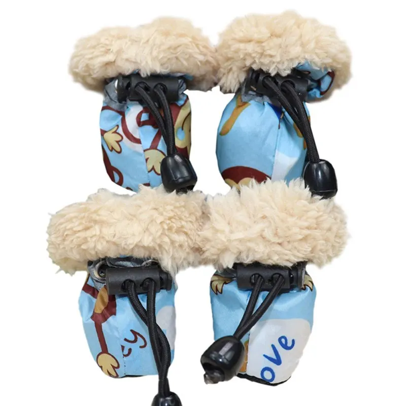 Zapatos gruesos y cálidos para perro, botas antideslizantes impermeables para la lluvia y la nieve, calzado para cachorro, botines para el cuidado