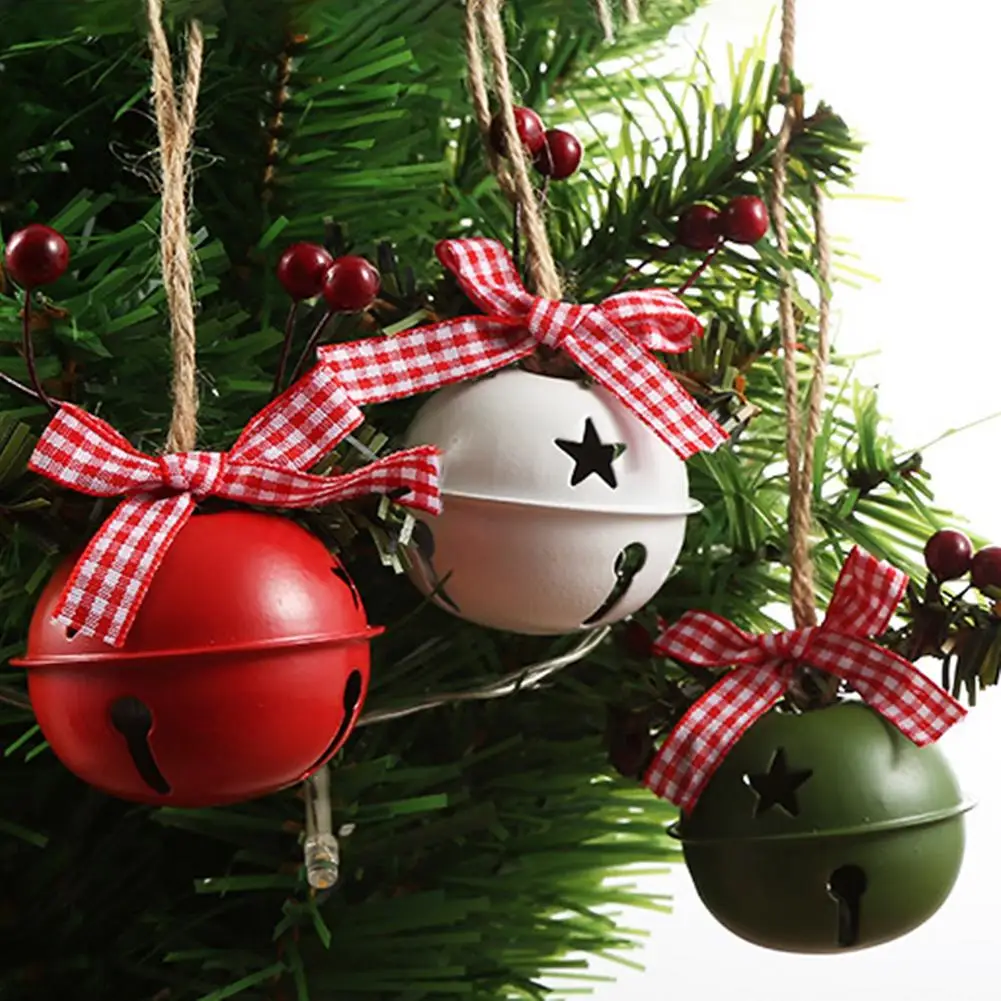 1PC Christmas Bell Red White Green Metal Jingle Bells Christmas Tree Hanging Pendant Ornament Christmas Decoration for Home