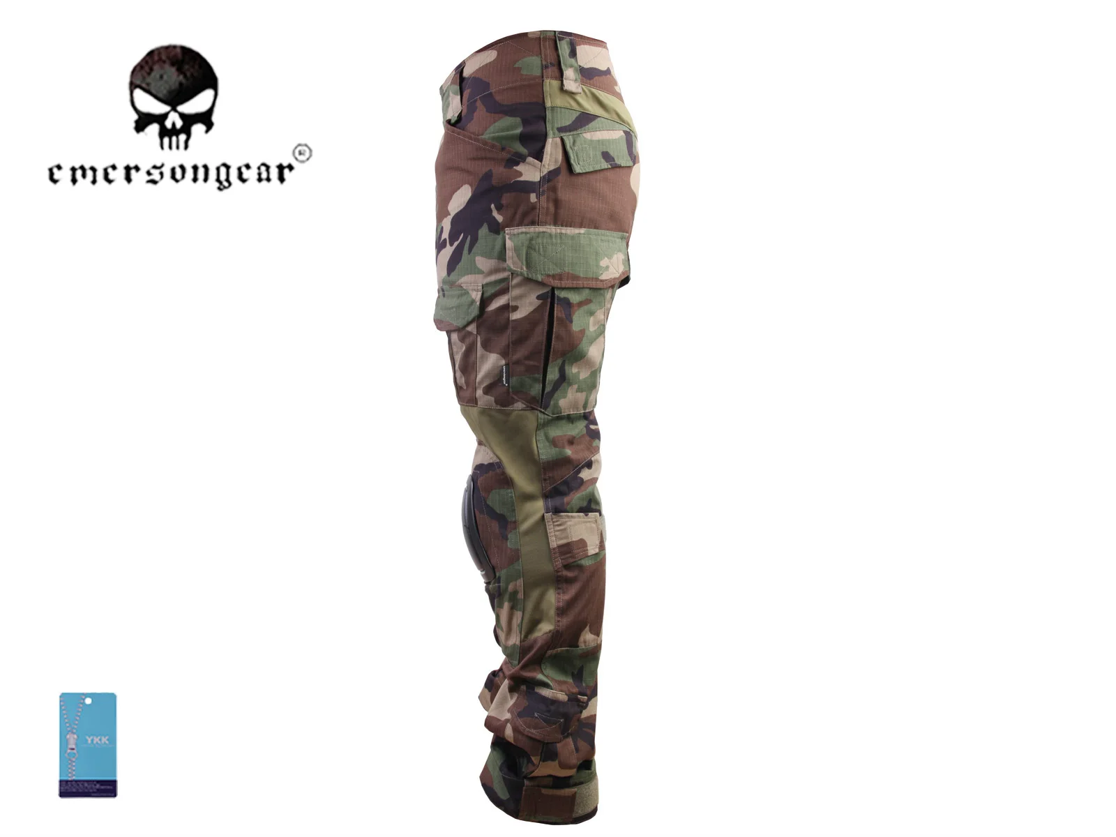 Tactical Combat Pants with Knee Pad, G3, Woodland, Airsoft, EM7044