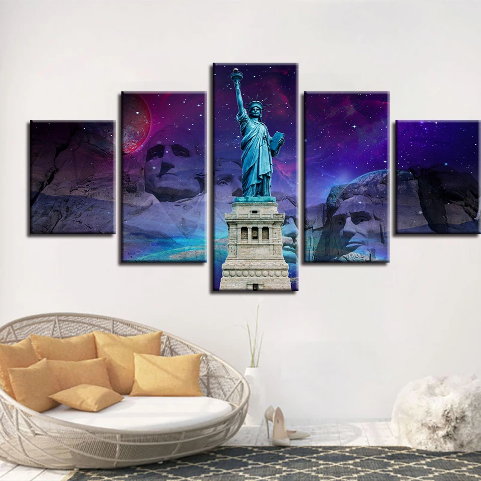 5 Pieces 5D Embroidery Diamond Picture Home Decor Painting Full Drill America Statue Liberty Cross Stitch Wall art Handmade Gift