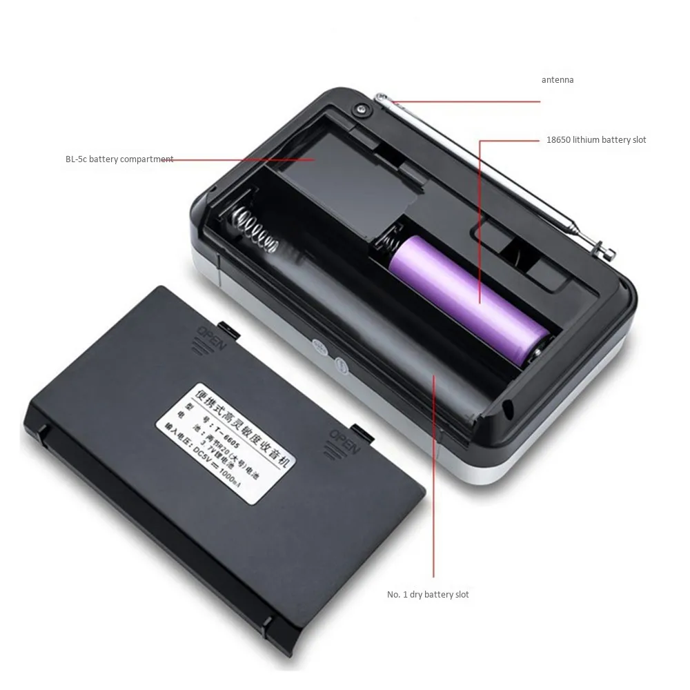 محمول AM FM راديو USB شحن بث أشباه الموصلات مصغرة الرجعية ستيريو وكمان المتكلم في الهواء الطلق حساسية عالية القرن الكبير