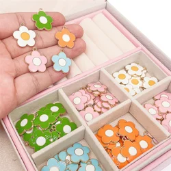 10Pcs Colorful Sun Flower Drop Oil Pendant Gold Alloy Enamel Charm For DIY Earrings Bracelets Necklaces Jewelry Making Supplies
