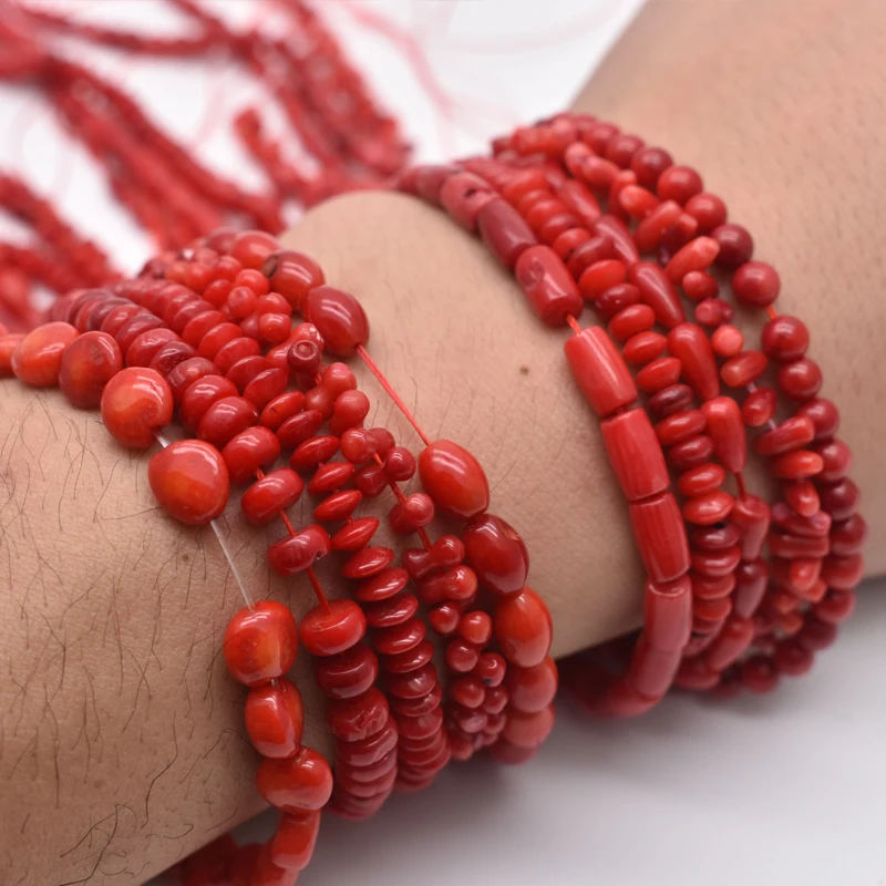 Natural Stone Bead Irregular Round Shape Red Coral Beads jewelry Spacer Beads Strand 15\