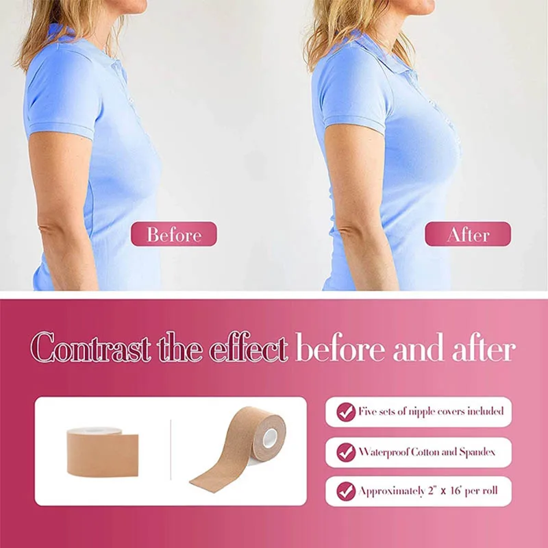 1 Roll Plus Size Bh Comfort Sexy Seamless Bra Breast Lift Tape Invisible Nipple Cover Silicone Strapless Push Up Bra For Women view 3