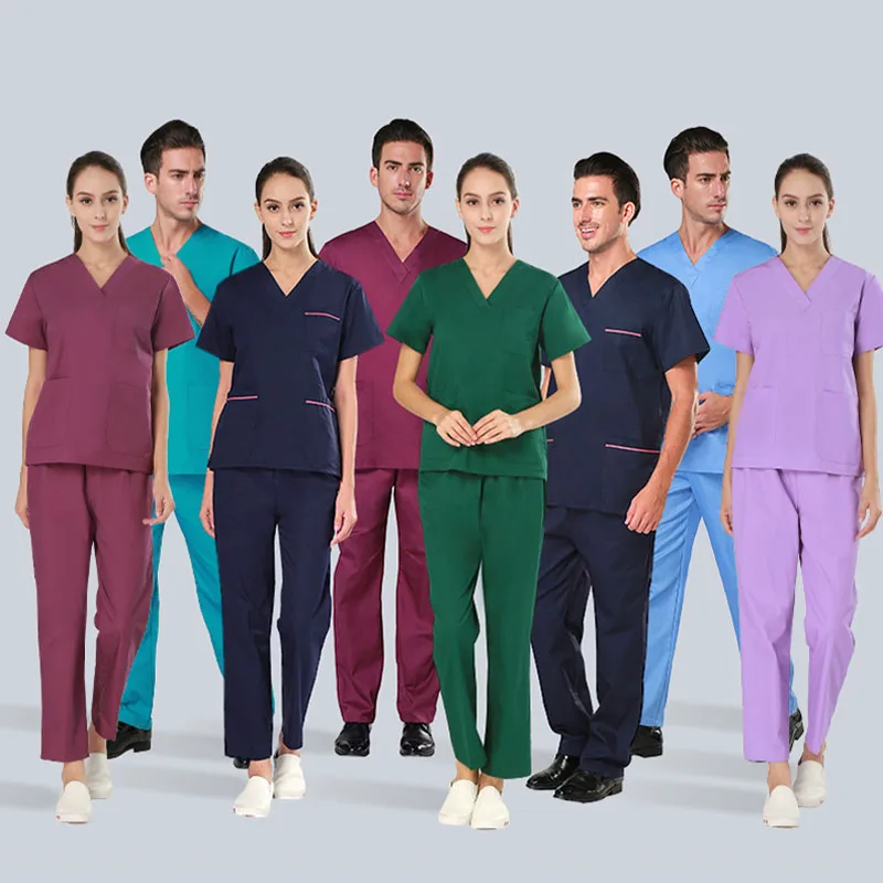 Enfermeira Médica Workwear, Uniforme Scrub, O.R V Neck Top e Pant para Pet, Esteticista Pet, Vet Healthcare Outfit, M-XSY, Verão e Inverno