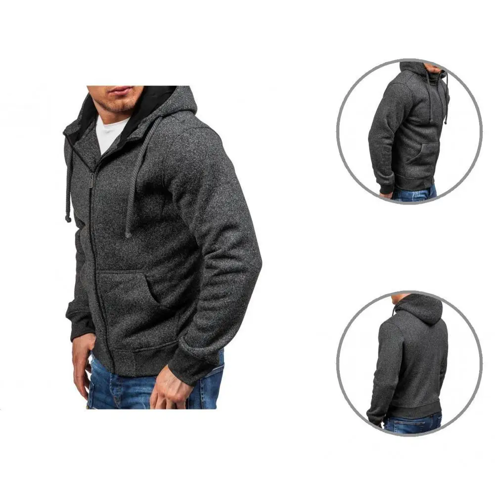 Autumn Winter  Casual Zipper Ribbed Cuff Sweatshirt Male Sweatshirt Long Sleeve   for Office