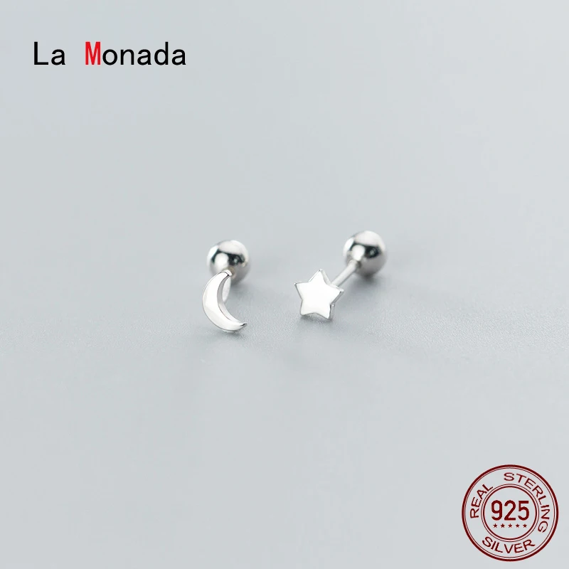 

La Monada Asymmetrical Star Moon Stud Earrings For Women Silver 925 Fine Women Earrings Jewelry Women Stud Earrings 925 Silver