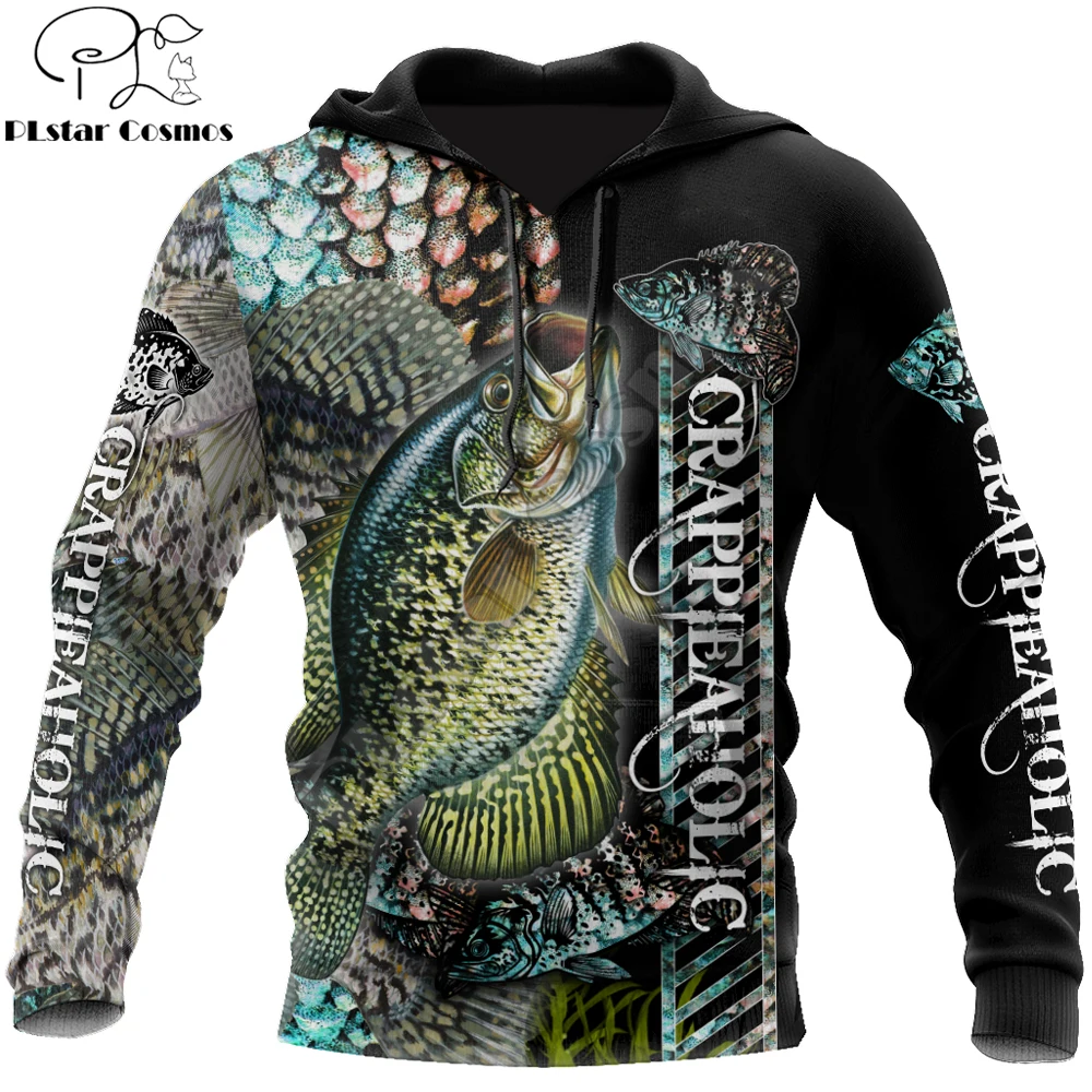 Fishaholic Crappie Fishing camo 3D Printed Mens autumn Hoodie Harajuku Unisex Casual Pullover Streetwear Jacket Tracksuits DK203