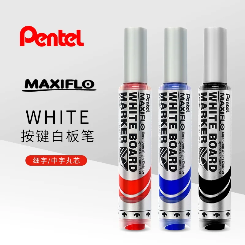 3pcs Pentel Whiteboard Pen Round Tip Water-based Marker Pen Waterproof and Easy To Wipe Without Leaving Traces Easy