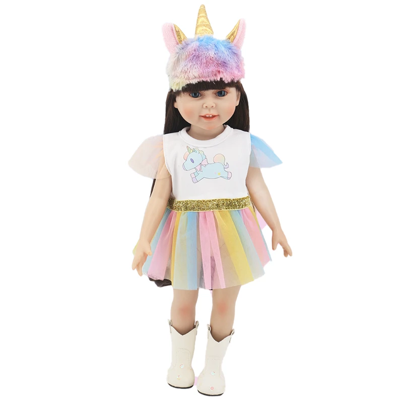 18 Inch Doll Clothes Fashion Dress Handmade for Doll Accessories Reborn New Born Baby American Girl Unicorn Dolls Suit