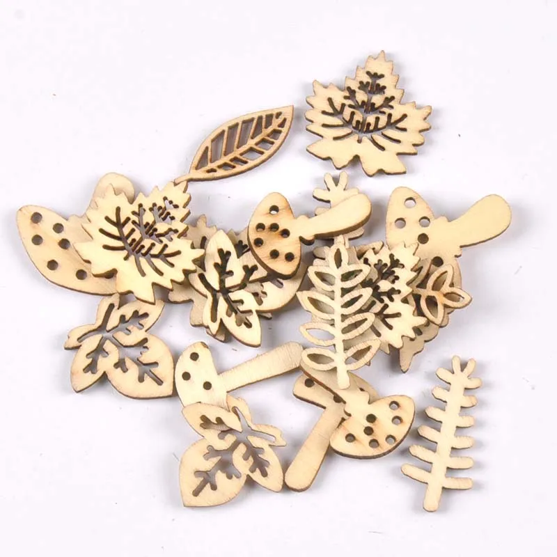 50Pcs Mix Pattern Wood Slices DIY Scrapbook Crafts Supplies Unfinished Wooden Home Decorations Handmade Ornament 25-30mm m2204