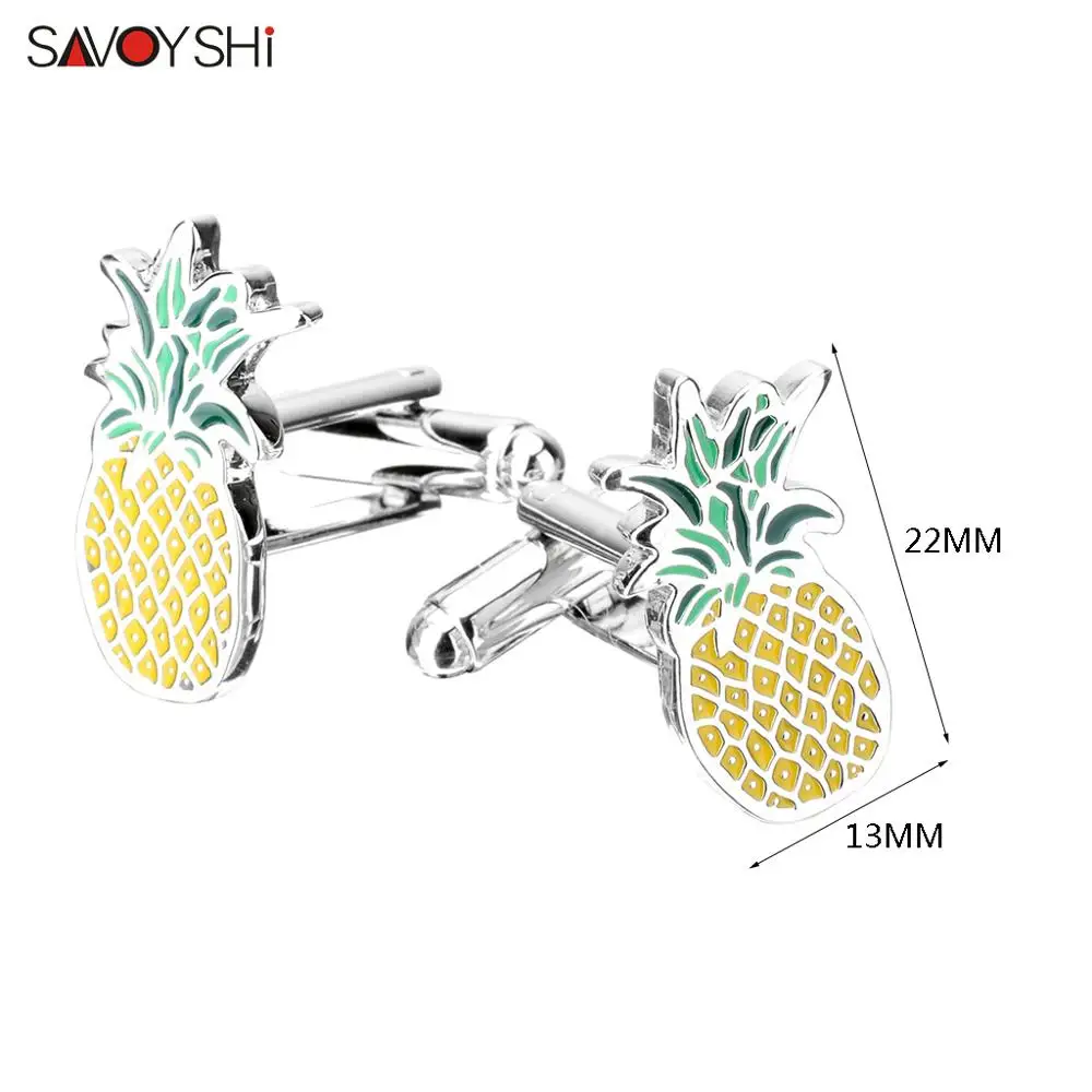 SAVOYSHI Pineapple Cufflinks for Mens Shirts Cuffs button High Quality Enamel Novelty Fruit Cuff Link Brand Jewelry Fathers Day