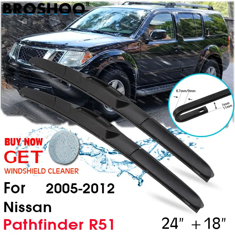 Aksesori Wiper Kaca Depan Jendela Depan Wiper Kaca Depan Mobil untuk Nissan Pathfinder R51 22 ''+ 18'' 2005-2012