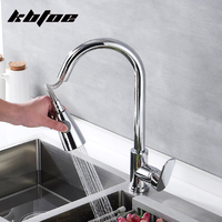 Kitchen Faucets Chrome Pull Out Sprayer Spout Single Handle Hot Cold Water Sink Tap 360 Rotation Deck Mounted Mixer Tap Crane