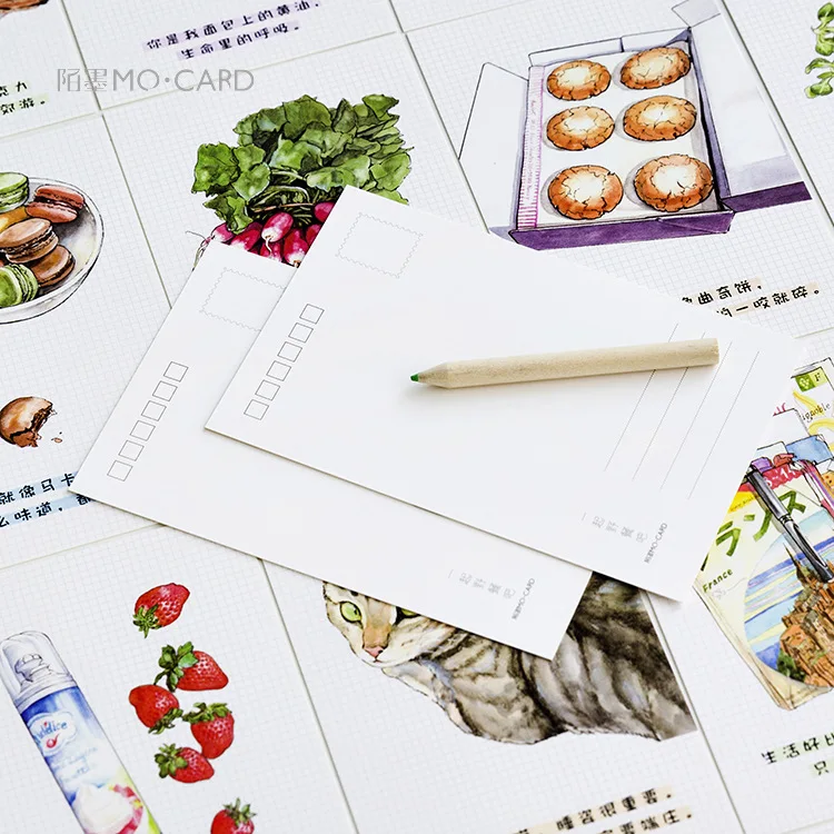 30 Sheets/Set Let's Have a Picnic Postcard/Greeting Card/Message Card/Birthday Letter Envelope Gift Card