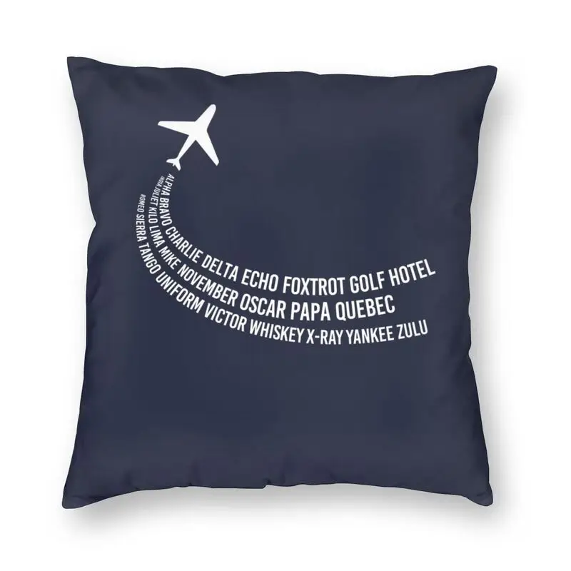 

Phonetic Alphabet Pilot Airplane Cushion Cover Print Aviation Throw Pillow Case for Living Room Fashion Pillowcase Decor