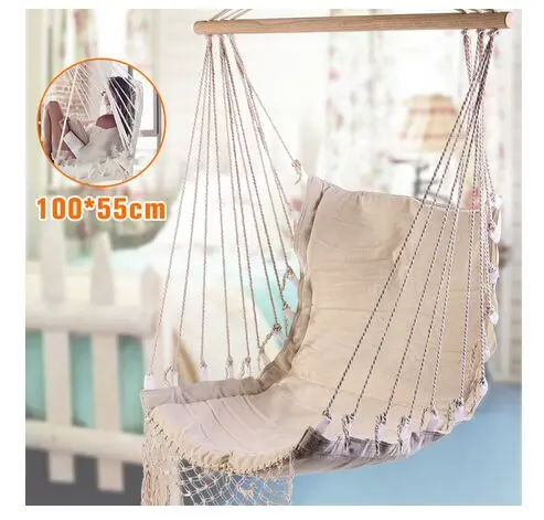 

Nordic Style White Hammock Outdoor Indoor Garden Dormitory Bedroom Hanging Chair For Child Adult Swinging Single Safety Hammock