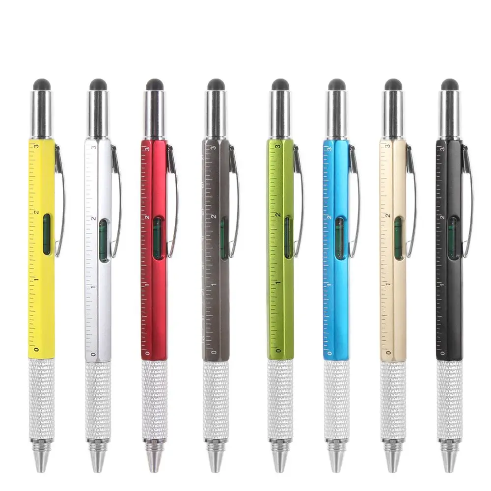 Multi-functional Capacitive Pen with Screwdriver Spirit Level Ballpoint Pen Mobile Phone Screen Touch Gadgets Construction Tools