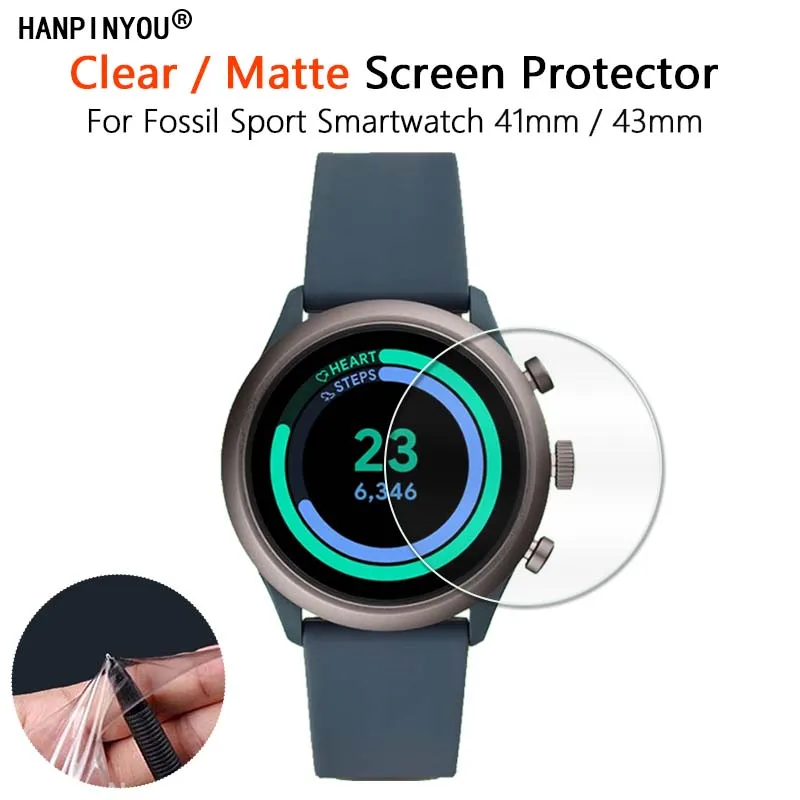 10Pcs For Fossil Sport SmartWatch 41mm / 43mm Watch Clear Glossy / Matte Screen Protector Soft Slim Film -Not Tempered Glass