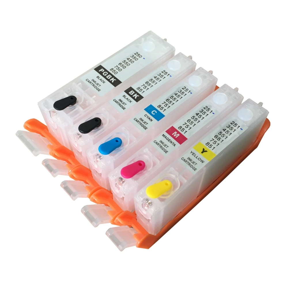 Jetvinner 5-color Refillable Ink Cartridge 250 251 for Canon  PIXMA ip7220/8720, MG5420, MX922, MX722, IX6820 Printers