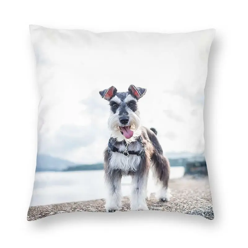 Miniature Schnauzer Dog Cushion Cover 40x40 Decoration Print Pet Puppy Throw Pillow Case for Sofa Two Side