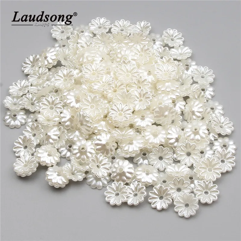 200PCS 10MM Imitation Pearl Material Acrylic Beads Flower Shape For DIY Fashion Jewelry Necklace Bracelet Production