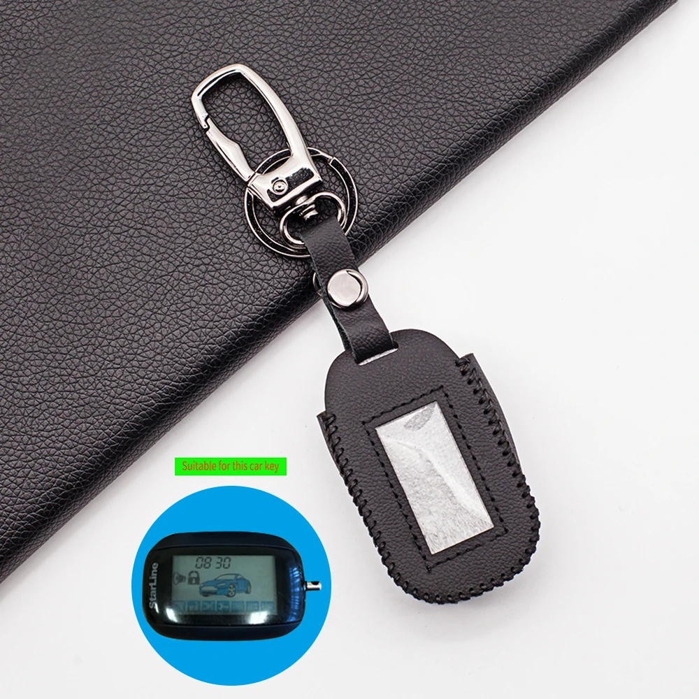 Wear Resistant 100% Leather Fob Key Case for Starline B92/B64/B62/B94 Russian Safety In Two-way Car Alarm System