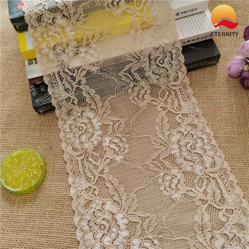 17CM Elastic Tulle Mesh Lace African Fabric Ribbon For Dresses Decoration Black Large Edge Couture Materiel Accessoires E1792