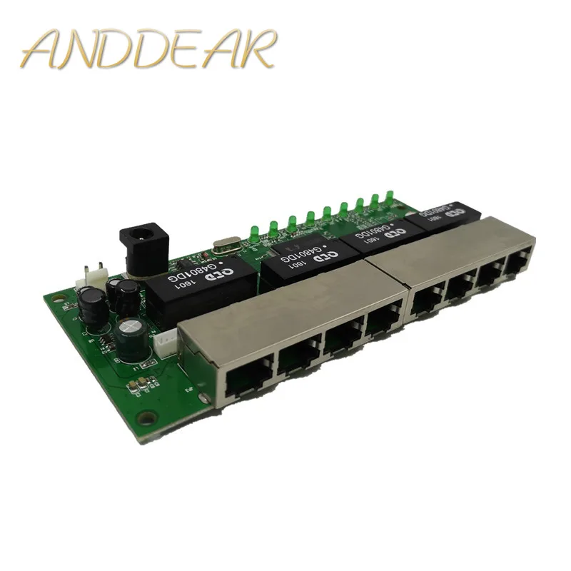 OEM PBC 8 Port Gigabit Ethernet Switch 8 Port met 8 pin way header 10/100/1000 m hub 8way power pin Pcb board OEM schroef gat