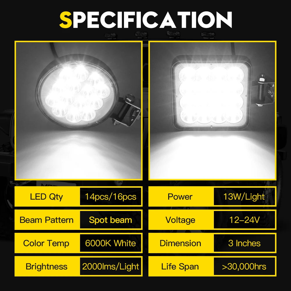 3 Cal LED mgła robocza listwa oświetleniowa DRL 12V 24V Mini kostka okrągłe wiązki Pod lampa dla samochodów ciężarowych 4x4 ATV Off-road Trailer Boat