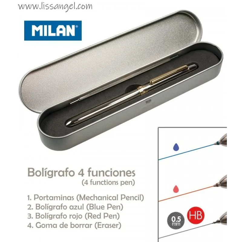 Ballpoint Pen / Mechanical Pencil MILAN with 4 functions | Gift Box | Made in Japan with Spanish design