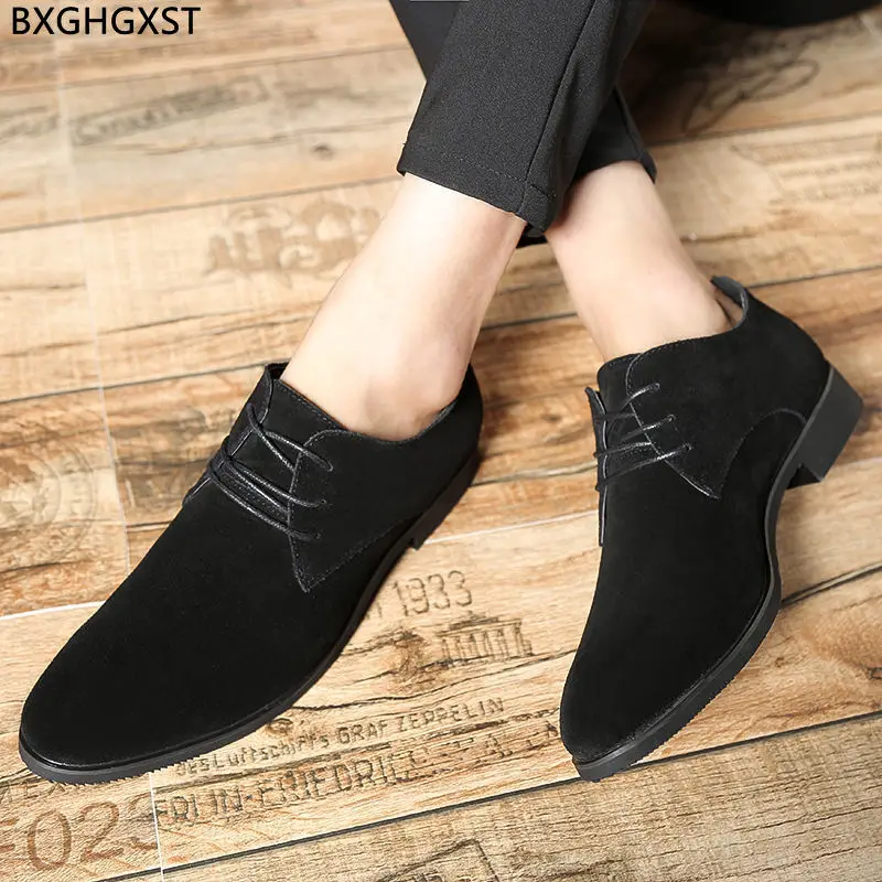 Grey Suede Shoes Men 2024 Black Derby Men Dress Shoes Italian Party Shoes for Men Formal Sapatos Social Masculino Zapatos Hombre