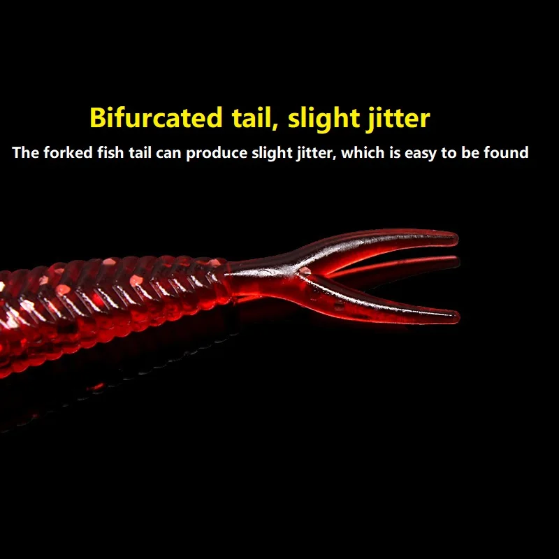6-12 قطعة/الوحدة لينة الصيد إغراء الاصطناعي سيليكون 6 سنتيمتر/1.5g تهزهز المتذبذب دودة الحبار شوكة الذيل لينة الطعم الذيل الكارب الصيد الطعم