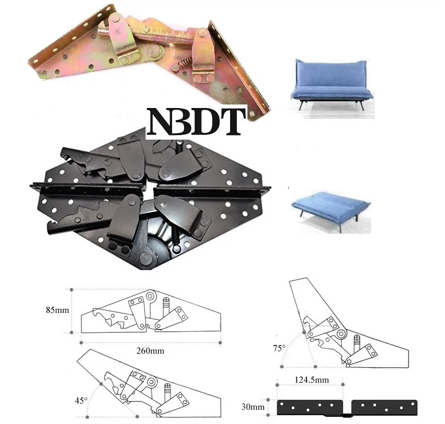 

1Pair(2Pcs) Sofa Bed Headrest DIY Home Furniture Adjustable 3-position Angle Mechanism Hinge Ratchet