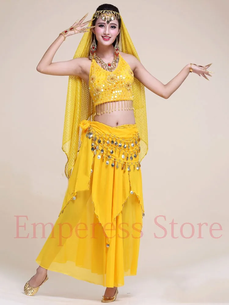 4pcs/Set Professional Oriental Dance Costumes Women Indian Costume for Oriental Bellydance Tribal Belly Dance Costume Set Skirt