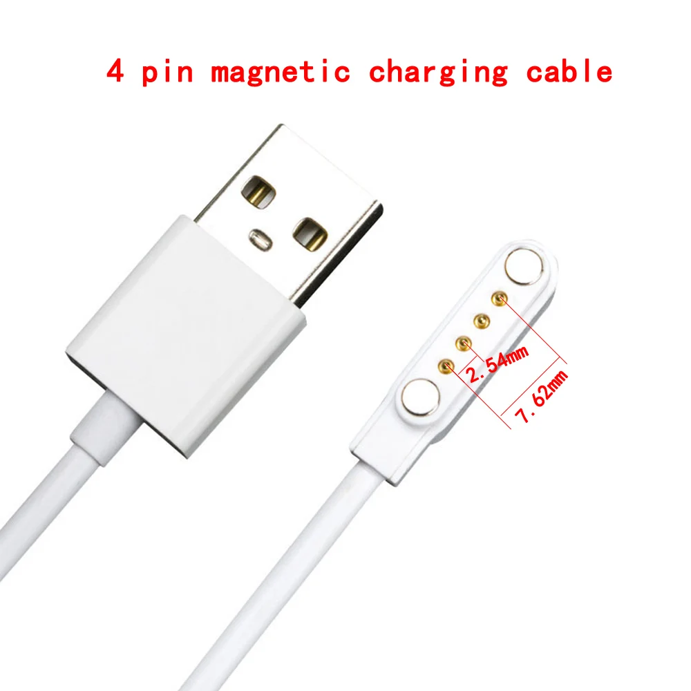 4 pin Pogo Magnet Cable for Kids Smart Watch Charging Cable USB 2.54mm Charge connector Cable for Q750S A20 A20S TD05 V6G