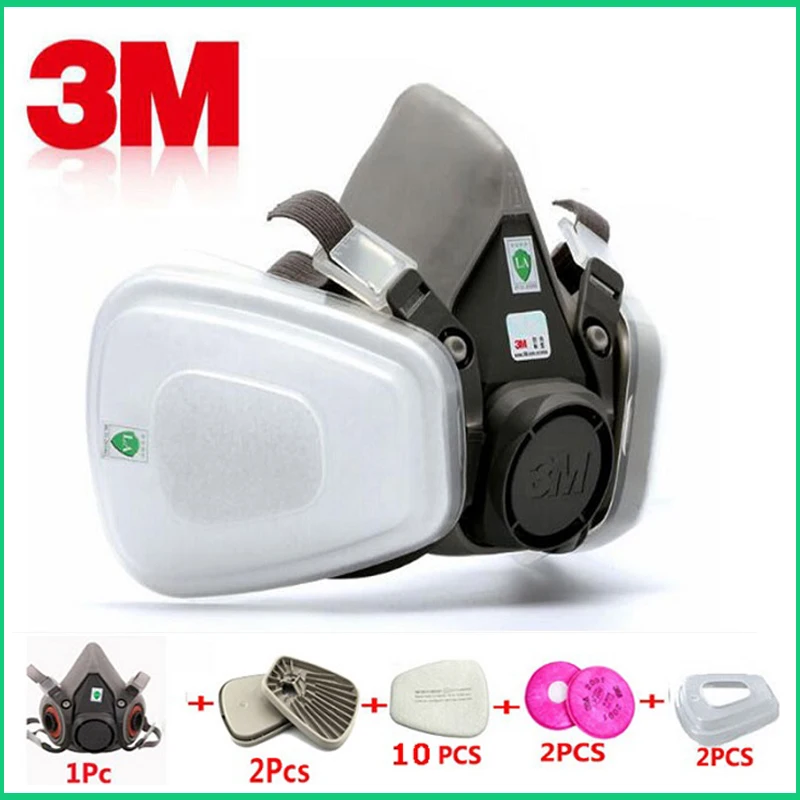 17in1 3M 6200 Industrial Half Mask Spray Paint Gas Mask Respiratory Protection Safety Work Dust-proof Respirator Mask Filter