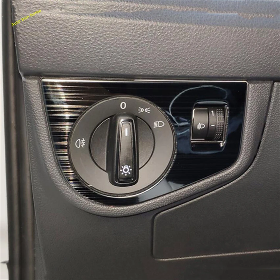 Center Air AC Vent Gear Box Lights Control Panel Cover Trim For VW Volkswagen Polo 2019-2023 Black Brushed Interior Accessories