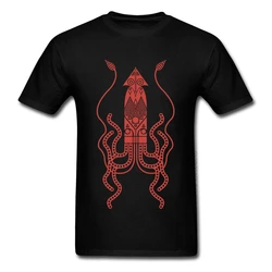 Men's 2024 New Casual T Shirt Crewneck Cotton Fabric Funny Top T-shirts Short Sleeve Giant Squid Tentacle Tee-Shirt For Men