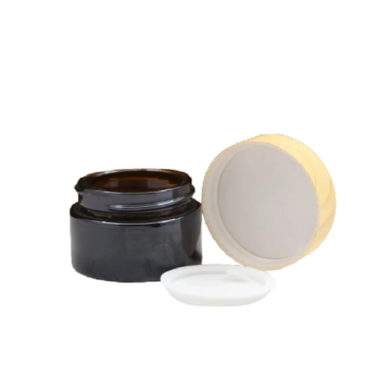 15 pz Vuoto Cosmetici Crema Vaso di Vetro Vasi di Legno Falso Coperchio di Plastica 5g 10g 15g 30g 50g Marrone SkinCare Crema Per Il Viso Lozione contenitore