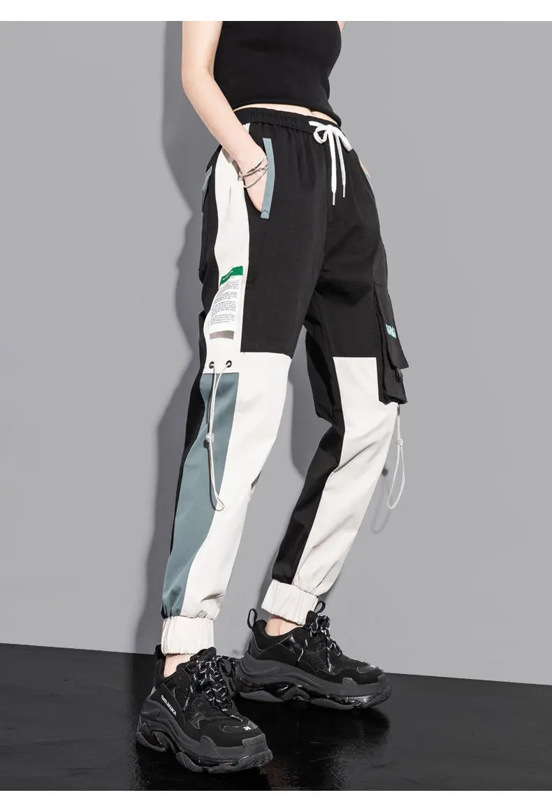 New Big Pockets Cargo Pants Women Ankle-length High Waist Drawstring Loose Streetwear Hip Hop Versatile Joggers Trousers Female